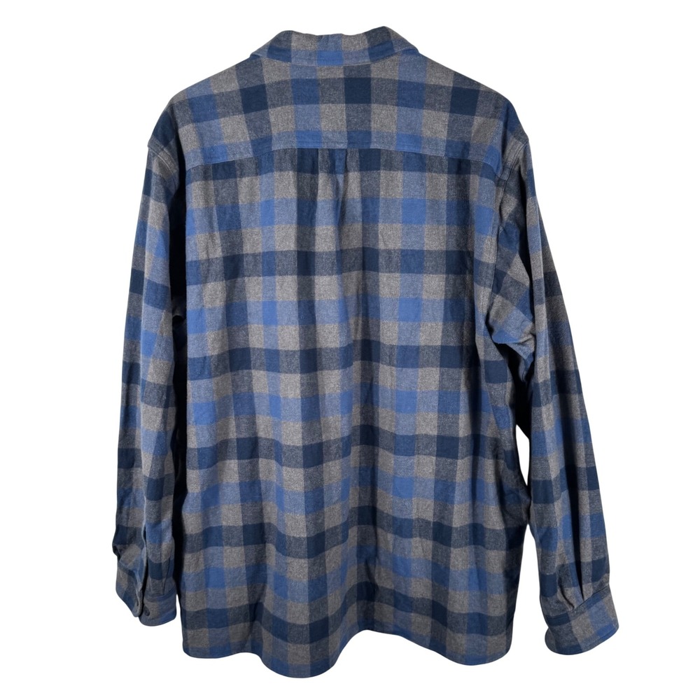 LL Bean Chamois Cloth Shirt Mens XXL Blue Grey Plaid Traditional Fit 277981 - Picture 6 of 7